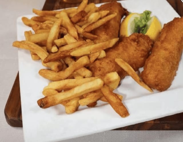 Hand Battered Fish & Chips Dinner.